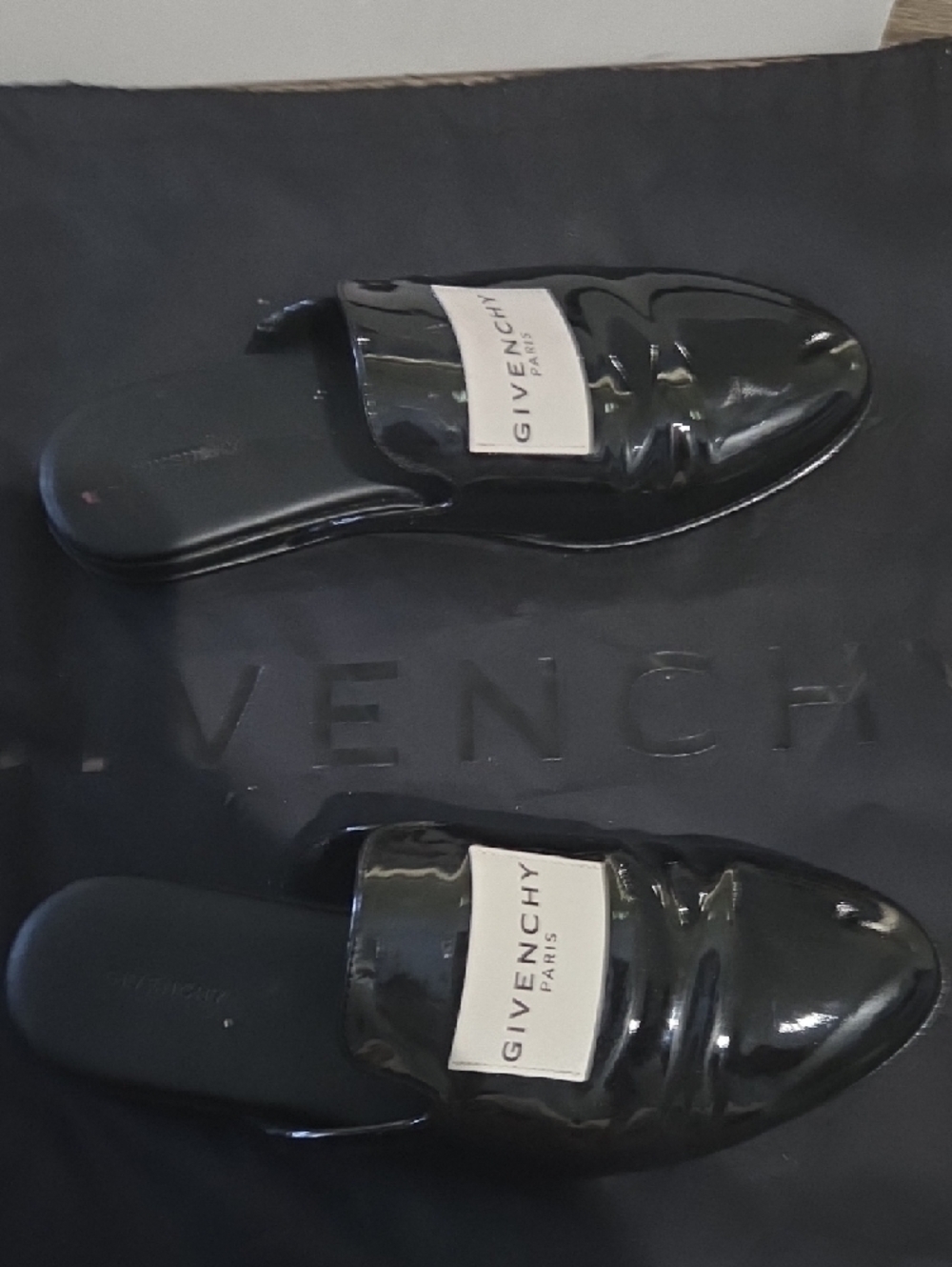 Givenchy Black Patent Leather Logo Slide Mules - Picture 5 of 5